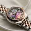 Rolex Midsize DateJust Steel & Rose Gold Black MOP Diamond Second Hand Watch Collectors 5