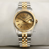 Rolex Midsize DateJust Tapestry Dial Steel & Gold Second Hand Watch Collectors 1