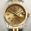 Rolex Midsize DateJust Tapestry Dial Steel & Gold Second Hand Watch Collectors 2