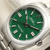 Rolex Oyster Perpertual 124300 Stainless Steel Green Dial Second Hand Watch Collectors 4