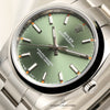 Rolex Oyster Perpetual 114200 Stainless Steel Olive Dial Second hand Watch Collectors 4