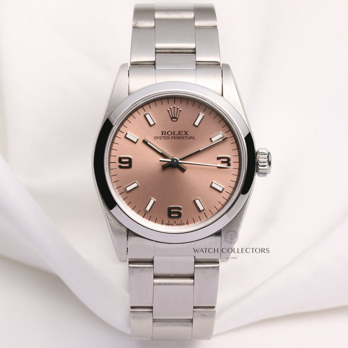 Rolex Midsize Oyster Perpetual 67480 Stainless Steel Pink Dial