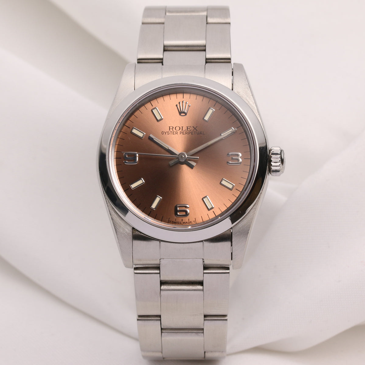 Rolex Midsize Oyster Perpetual 67480 Stainless Steel Pink Dial