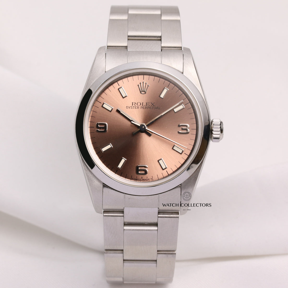 Rolex Midsize Oyster Perpetual 67480 Stainless Steel Pink Dial