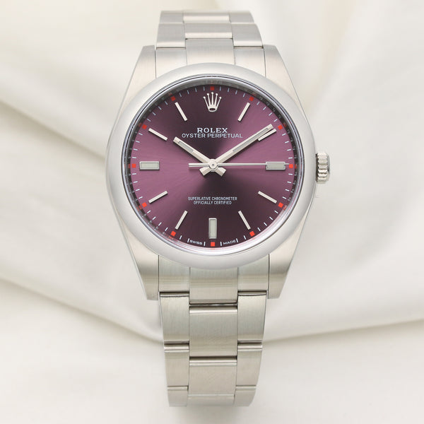 Rolex Oyster Perpetual Grape Dial Stainless Steel Second Hand Watch Collectors 1