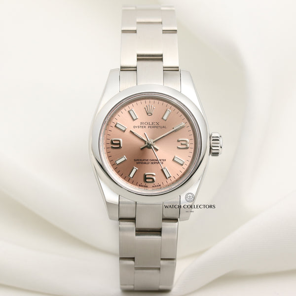 Rolex Oyster Perpetual Pink Dial Stainless Steel Second Hand Watch Collectors 1