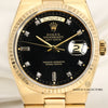 Rolex Oyster Quartz Day-Date 18K Yellow Gold Black Diamond Dial Second Hand Watch Collectors 2