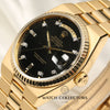 Rolex Oyster Quartz Day-Date 18K Yellow Gold Black Diamond Dial Second Hand Watch Collectors 4