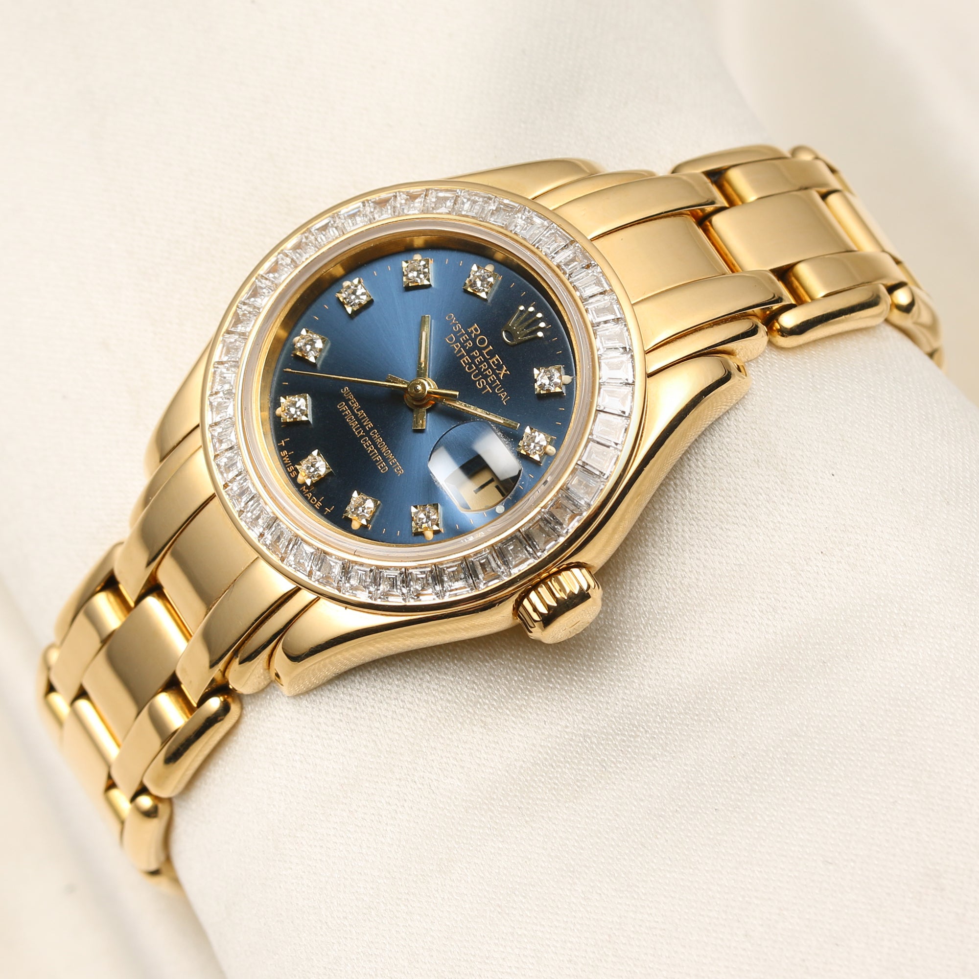 Rolex Lady DateJust PearlMaster 69308 18k Yellow Gold Champagne Diamon –  Watch Collectors