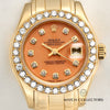 Rolex Pearlmaster Diamond Bezel Coral Dial 18K Yellow Good Second Hand Watch Collectors 2