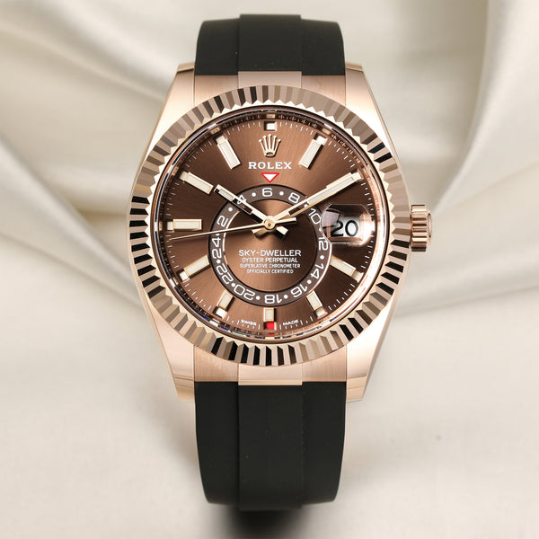 Rolex Sky-Dweller 326235 18K Rose Gold Chocolate Dial Second Hand Watch Collectors 1
