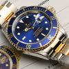 Rolex Submarier 16613 Pre-Ceramic Blue Steel & Gold Second Hand Watch Collectors 5