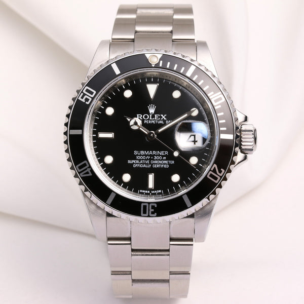 Rolex Submariner 16610 Stainless Steel Engraved Second Hand Watch Collectors 1