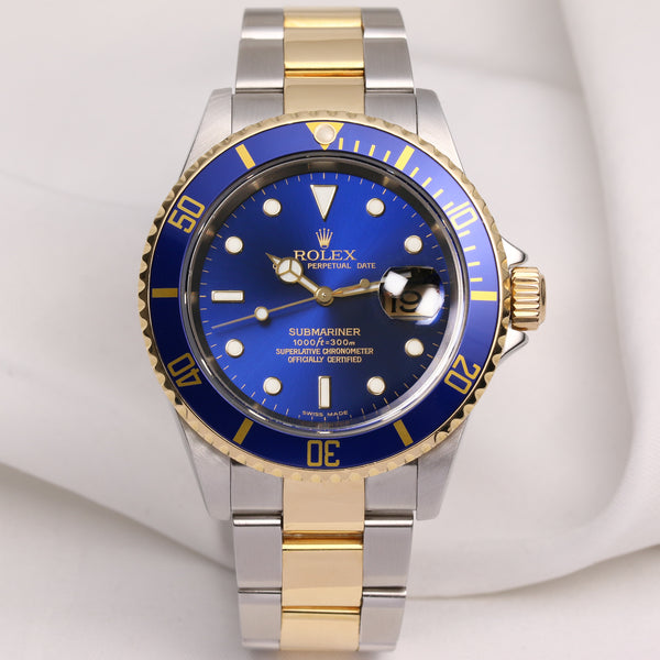 Rolex Submariner 16613 F61XXXX Stee & Gold Blue insert & Dial Second Hand Watch Collectors 1