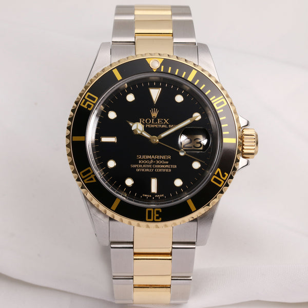 Rolex Submariner 16613 P57XXXX Stee & Gold Black insert & Dial Second Hand Watch Collectors 1