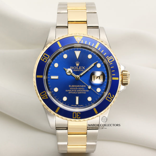 Rolex Submariner 16613 Steel & Gold Blue Dial Second Hand Watch Collectors 1