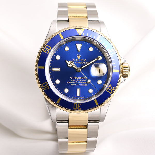 Rolex Submariner 16613 Steel & Gold Blue Papers Second Hand Watch Collectors 1