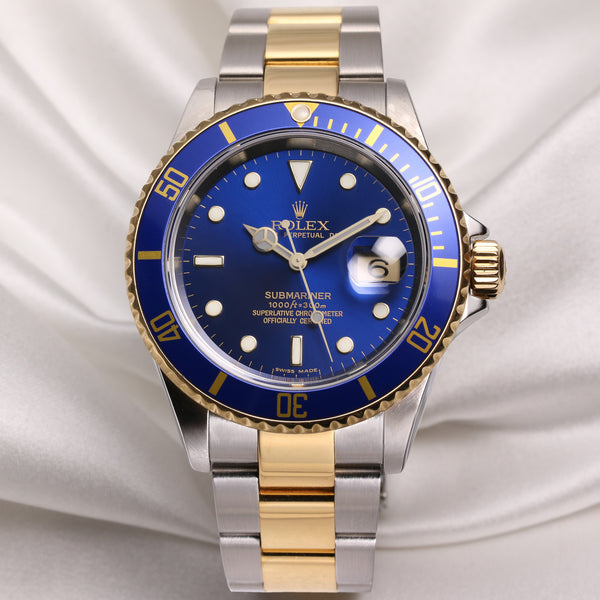 Rolex Submariner 16613 Steel & Gold Blue Second Hand Watch Collectors 1