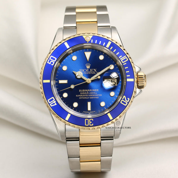 Rolex Submariner 16613 Steel & Gold Blue Second Hand Watch Collectors 1