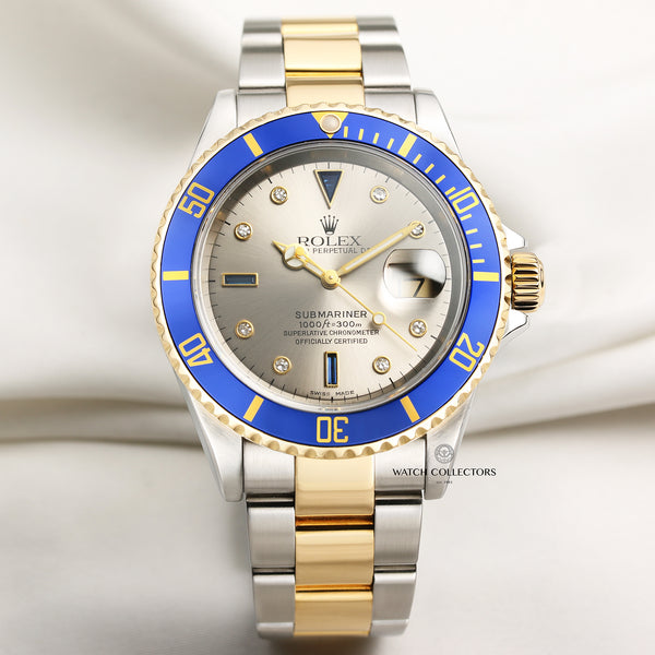Rolex Submariner 16613 Steel & Gold Serti Dial Second Hand Watch Collectors 1