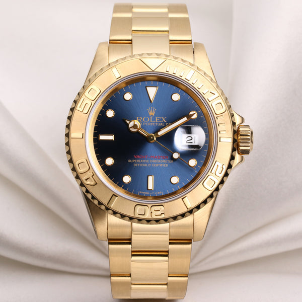 Rolex Yacht-Master 16628 18K Yellow Gold Blue Dial Second Hand Watch Collectors 1