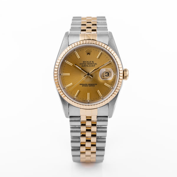 Rolex DateJust 36mm | REF. 16233 | Gold Dial | Papers | Stainless Steel & 18k Yellow Gold