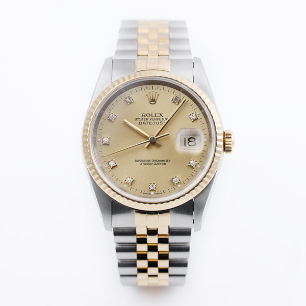 Rolex DateJust 36mm | REF. 16233 | Gold Diamond Dial | Box & Papers | Stainless Steel & 18k Yellow Gold