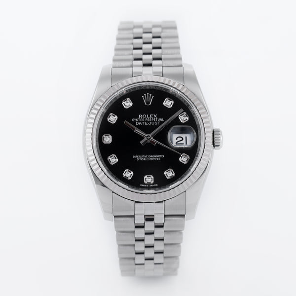 Rolex DateJust 36mm | REF. 116234 | Black Diamond Dial | Box & Papers | 2017 | Steel & 18k White Gold bezel