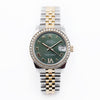 Rolex DateJust Midsize | 31mm | REF. 178383 | Olive Green Diamond Dial | Diamond Bezel | Stainless Steel & 18k Yellow Gold