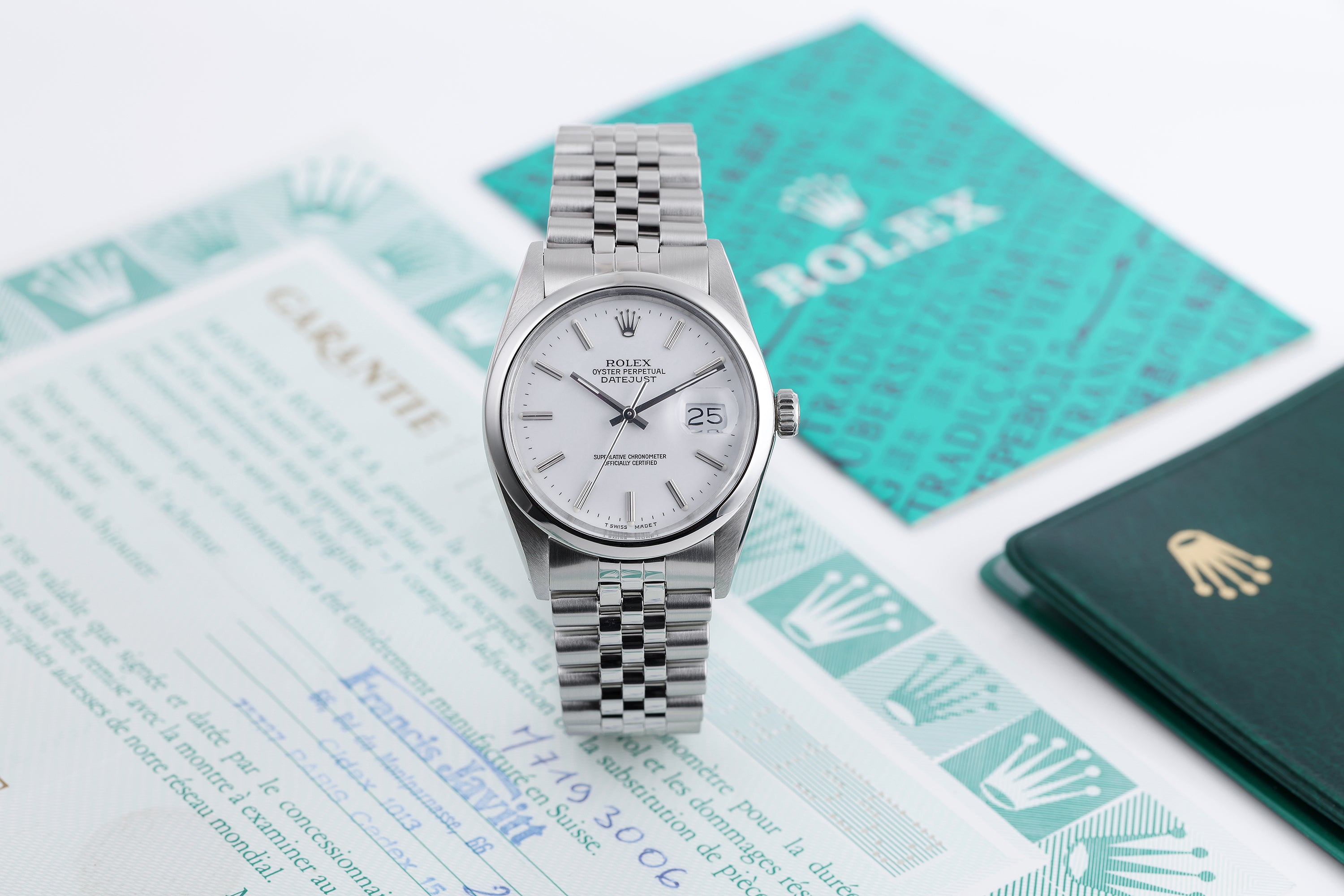 Rolex DateJust 36mm | REF. 16000 | White Porcelain Dial | Box & Papers | Stainless Steel | 1988