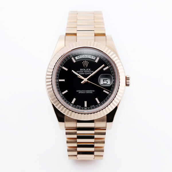 Rolex Day-Date II | REF. 218235 | 41mm | Black Dial | Box & Papers | 18k Rose Gold