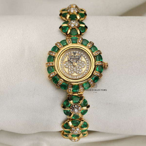 The Royal Diamond 18K Yellow Gold Diamond & Emerald Second Hand Watch Collectors 1