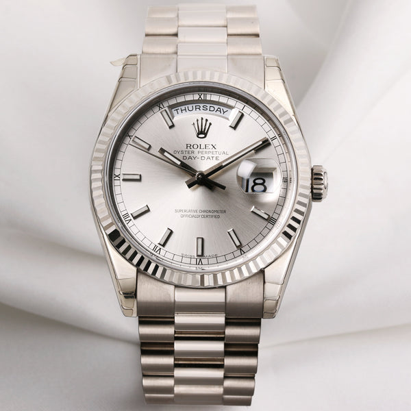 Unworn Full Set Rolex Day-Date 118239 18K White Gold Second Hand Watch Collectors 1