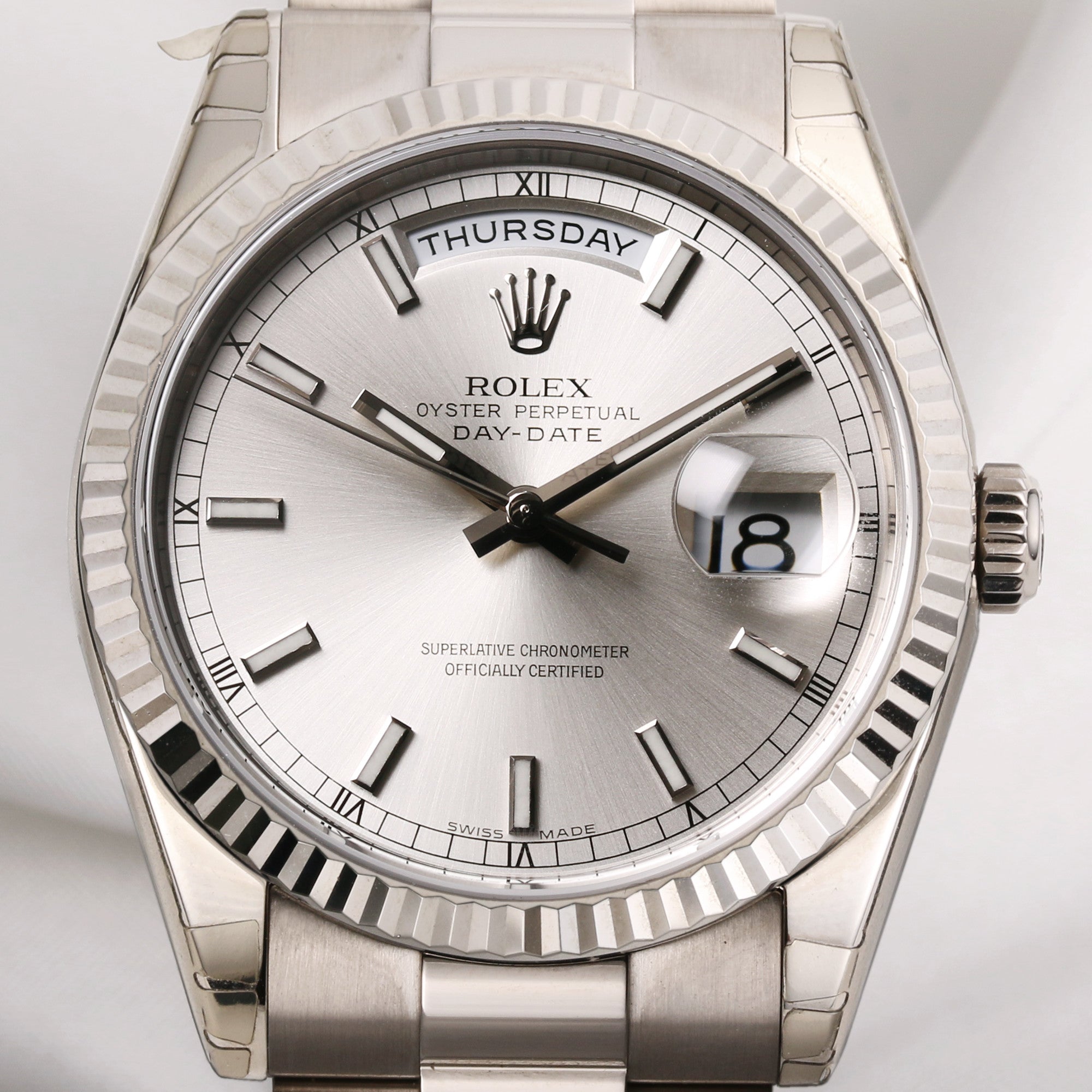 Unworn Full Set Rolex Day-Date 118239 18K White Gold Second Hand Watch Collectors 2