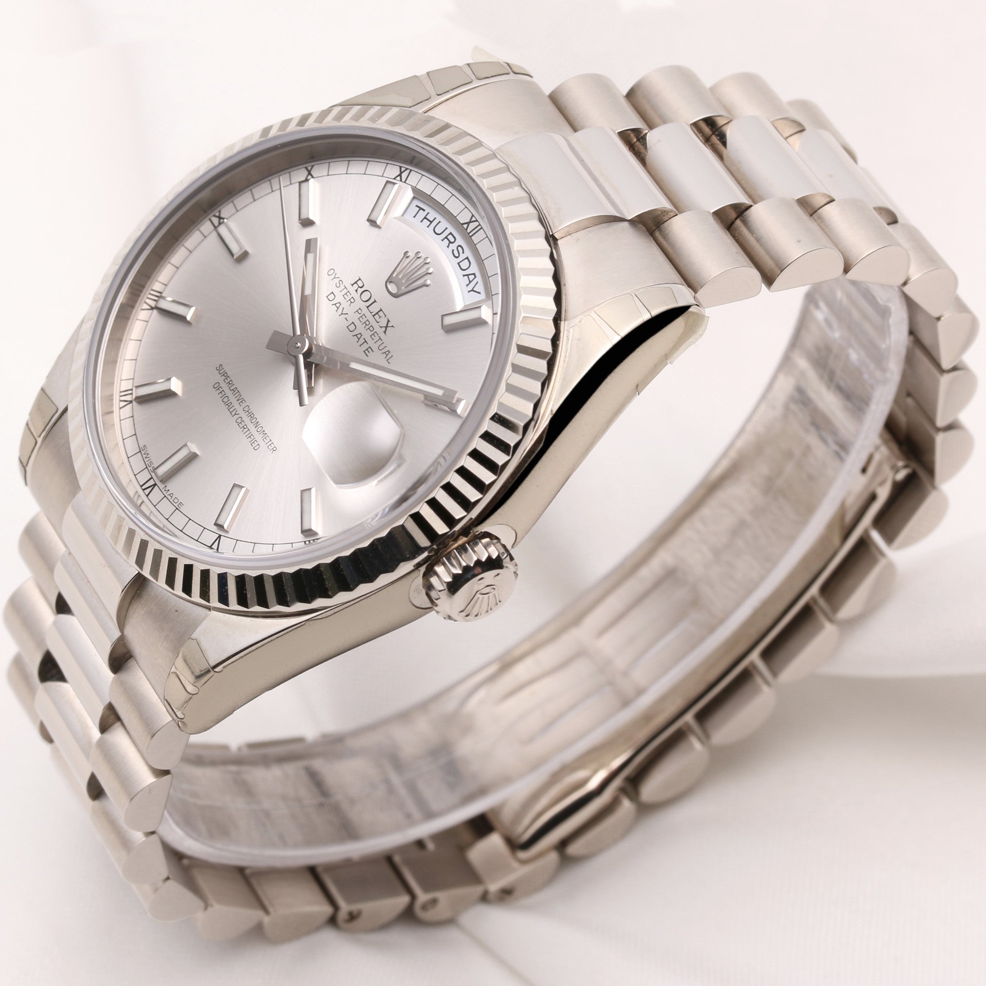 Unworn Full Set Rolex Day-Date 118239 18K White Gold Second Hand Watch Collectors 3
