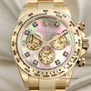 Unworn Fullset Rolex Daytona 116508 18K Yellow Gold MOP Diamond Second Hand Watch Collectors 2