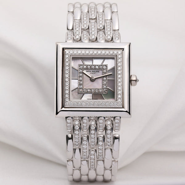 Unworn Patek Philippe Gondolo 4866 120G-001 18K White Gold MOP Diamond Second Hand Watch Collectors 1