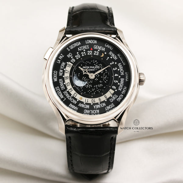 Unworn Patek Philippe World Time 5575G-001 2014 Anniversary 18K White Gold Second Hand Watch Collectors 1