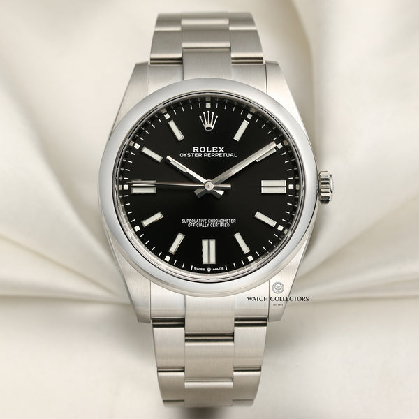 Unworn Rolex Oyster Perpetual 124300 Black Stainless Steel Second Hand Watch Collectors 1