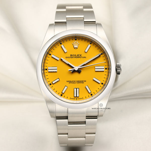 Unworn Rolex Oyster Perpetual 124300 Yellow Stainless Steel Second Hand Watch Collectors 1