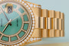Unworn Rolex Day-Date | REF. 118388 | Carousel Green Jade Dial  | Diamond Dial, Bezel & Shoulders | 18k Yellow Gold