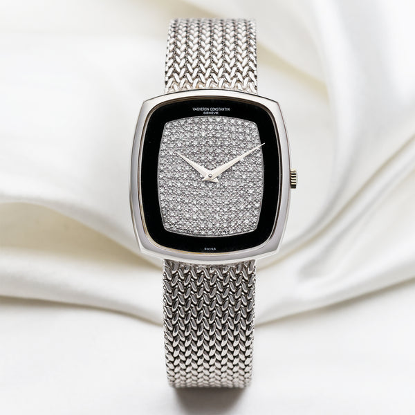 Vacheron Constantin 18K White Gold Onyx & Diamond Second Hand Watch Collectors 1
