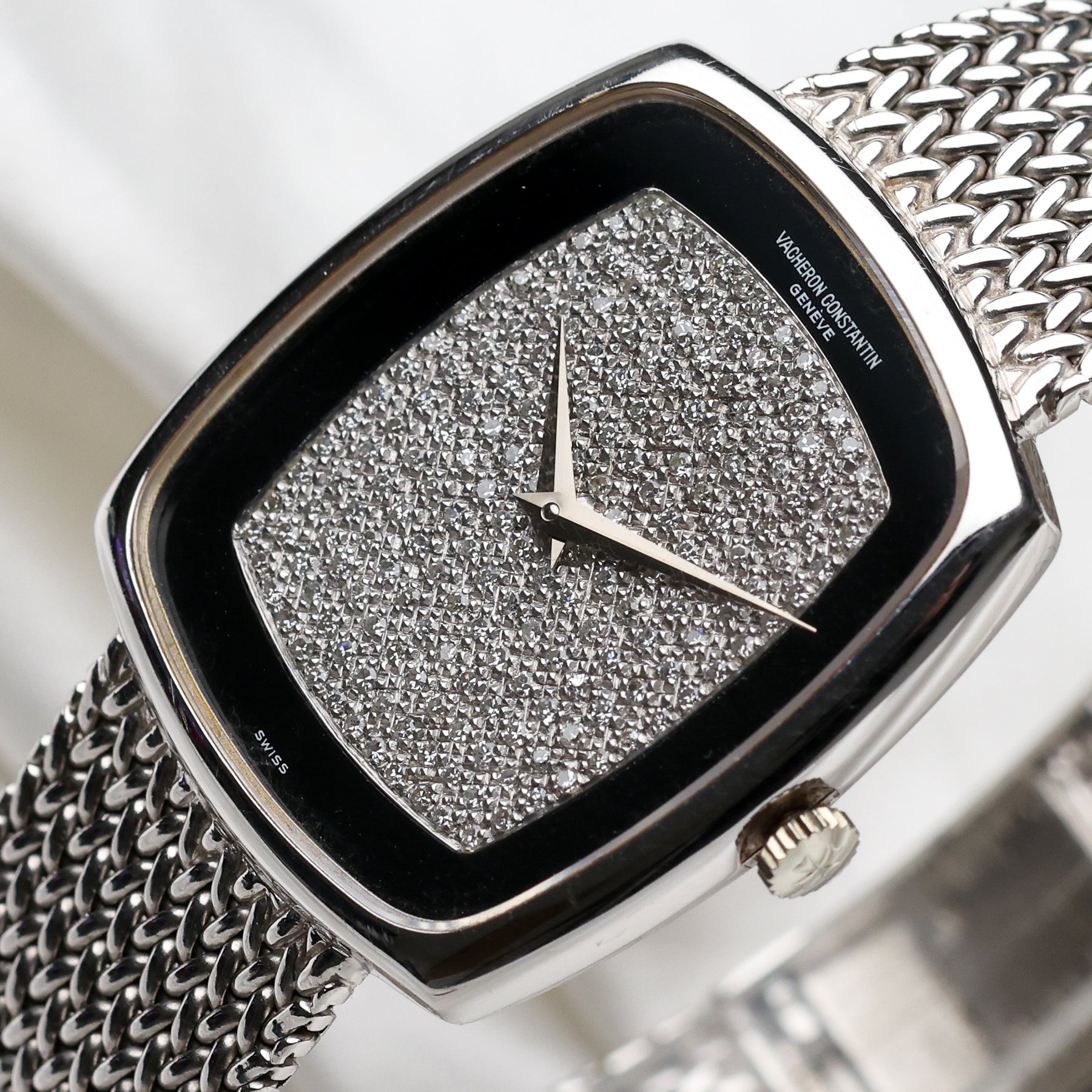 Vacheron Constantin 1980 s Vintage Watch Onyx Pave Diamond