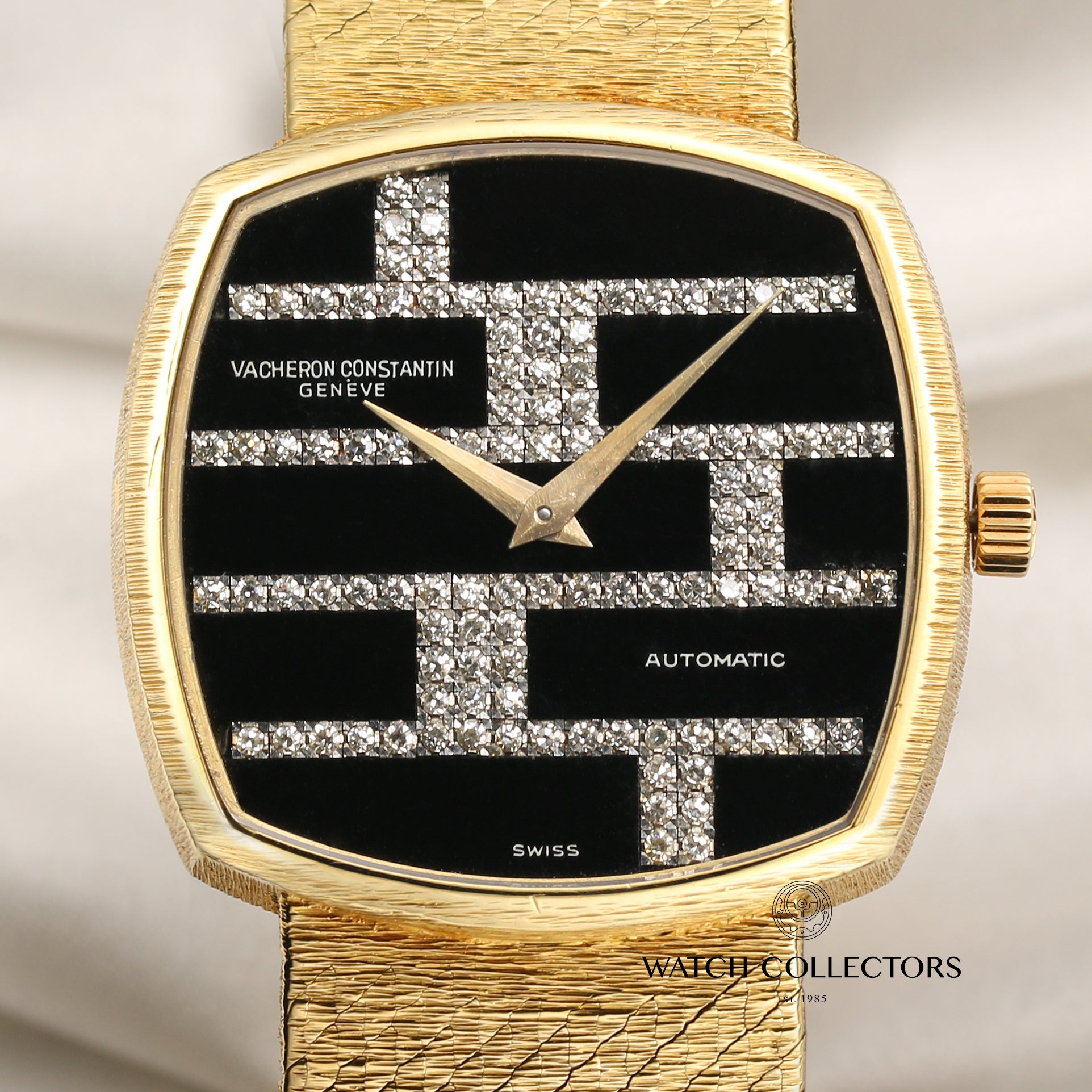 Rare Collectable Vacheron Constantin 18K Yellow Gold Onyx Diamond