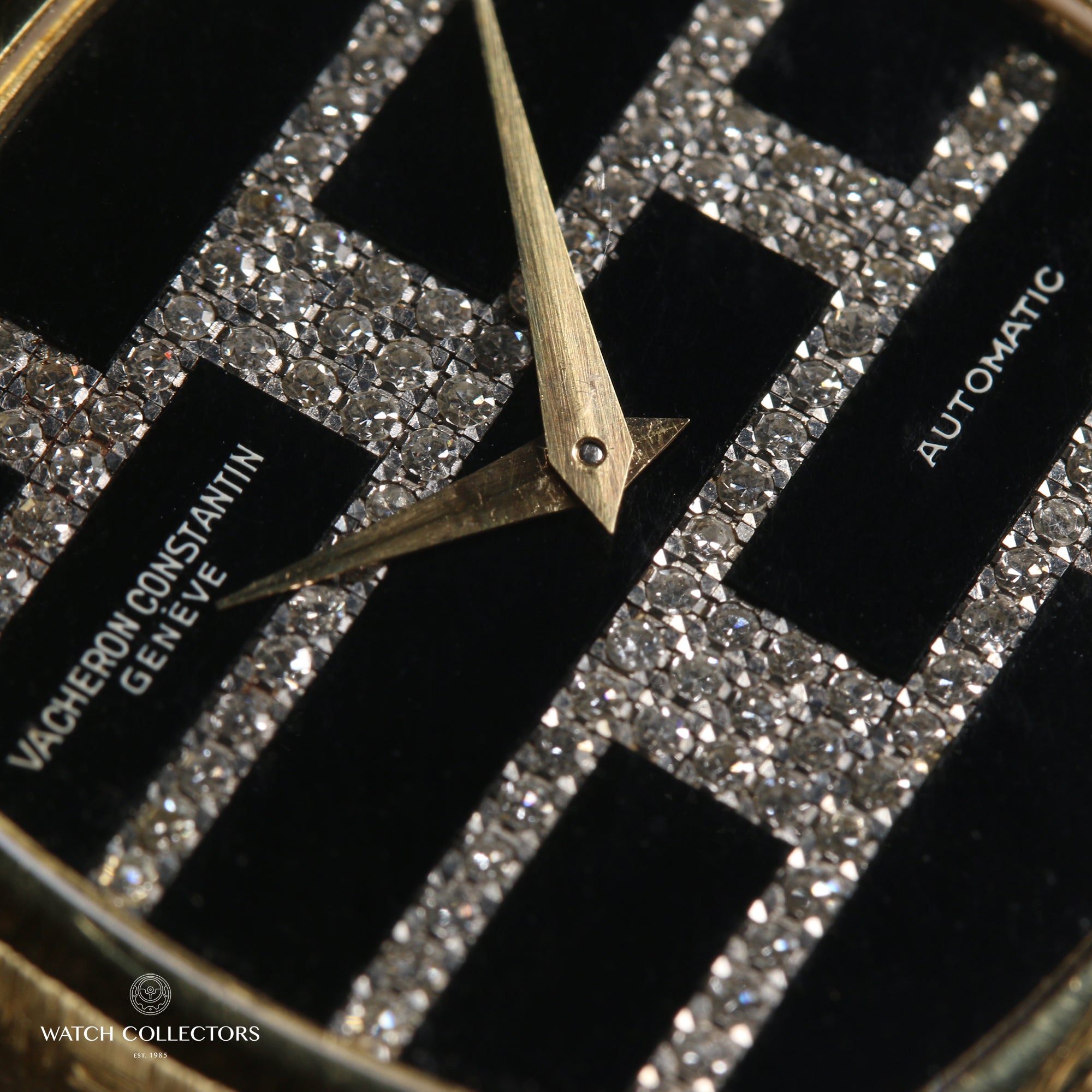 Vacheron Constantin Onyx Diamond Dial 18K Yellow Gold Second hand Watch Collectors 4