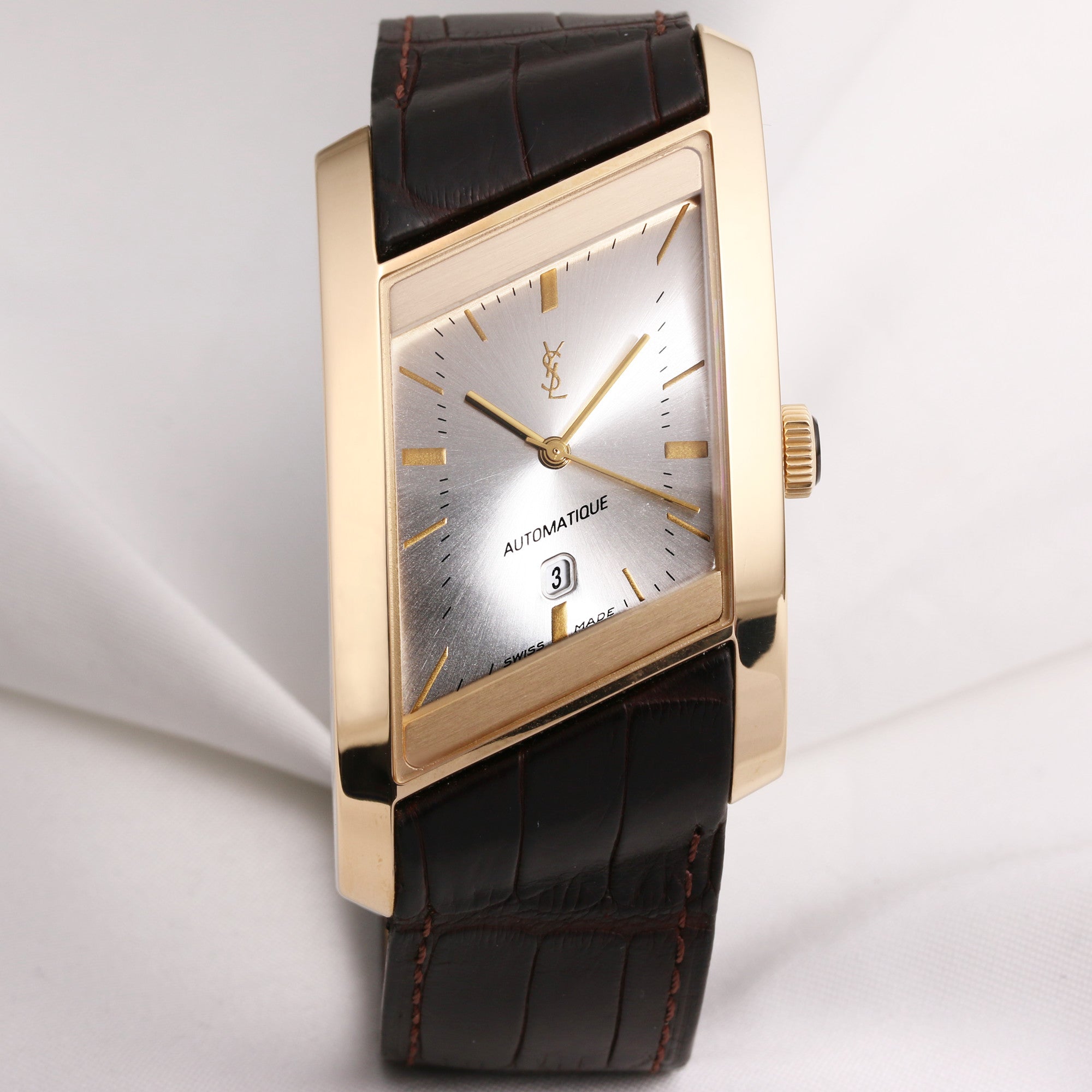 Yves Saint Laurent 18K Yellow Gold Second Hand Watch Collectors 1