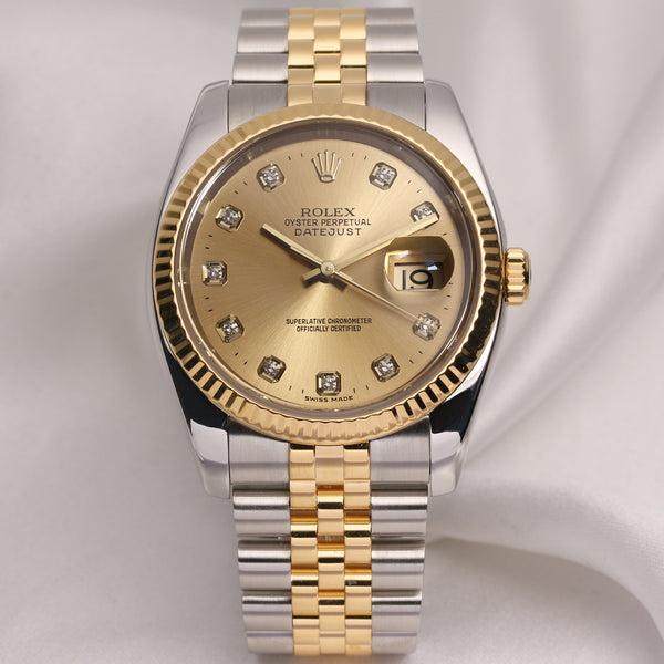 rolex_datejust_116233_steel_gold_champagne_diamond_dial_second_hand_watch_collectors_1