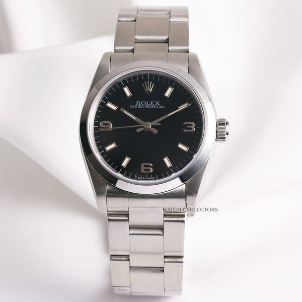 rolex_midsize_oyster_perpetual_67840_stainless_steel_second_hand_watch_collectors_1