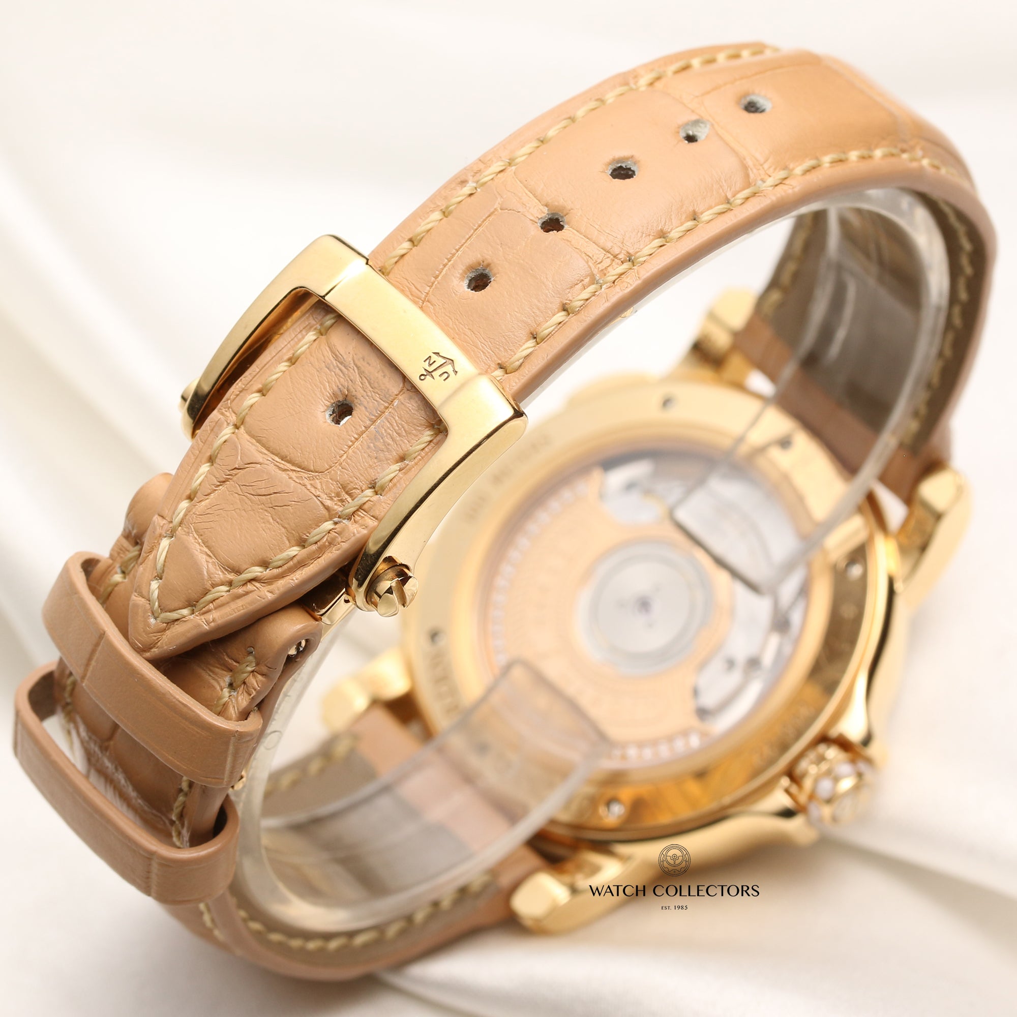 ulysse nardin 18k yellow gold diamond bezel mop dial second hand watch collectors 7